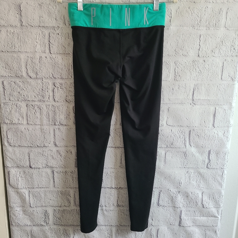 💙 Victoria's Secret PINK Mint and Black Leggings - Picture 2 of 9